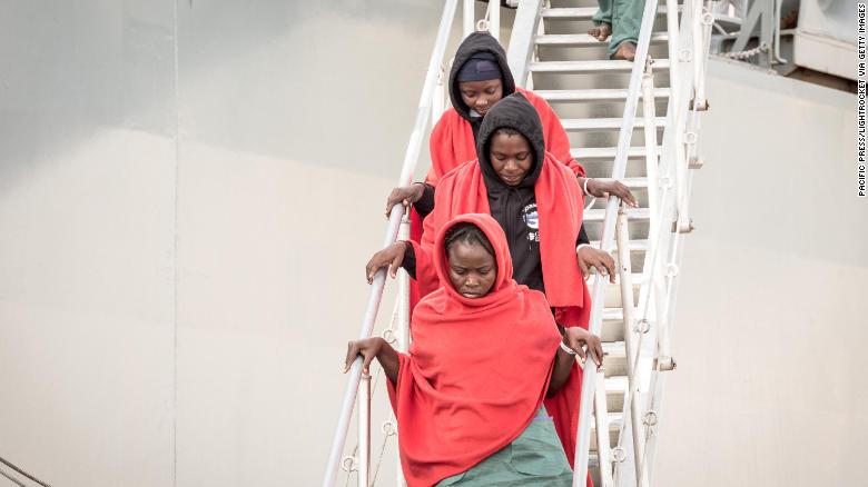 Refugees from Nigeria Arrive Salerno, aboard the Spanish ship Cantabria