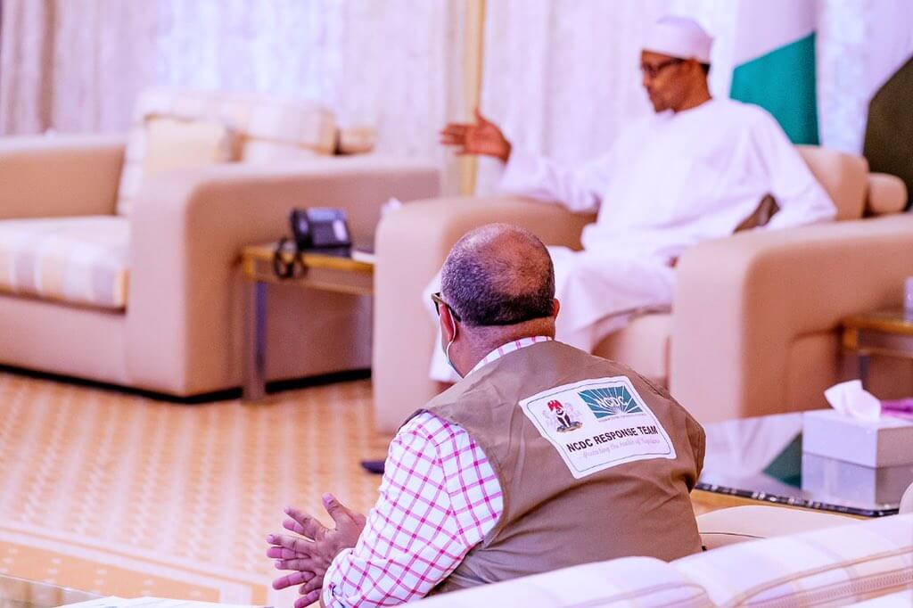 President-Buhari-receives-Health-Minister-Osagie-Ehanire-and-NCDC-DG-Chikwe-Ihekweazu-at-Aso-Rock