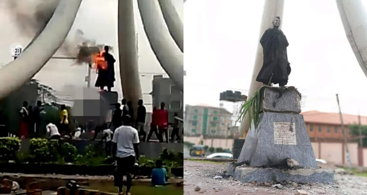 mob-burn-nnamdi-azikiwe-statue-in-anambra-