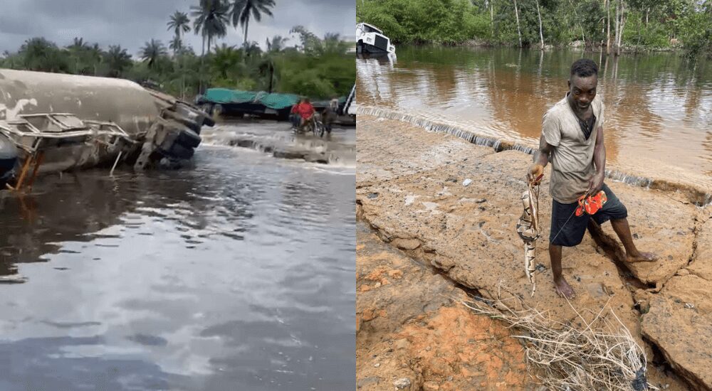 Flood destroys East-West road, wash snakes into Rivers Community