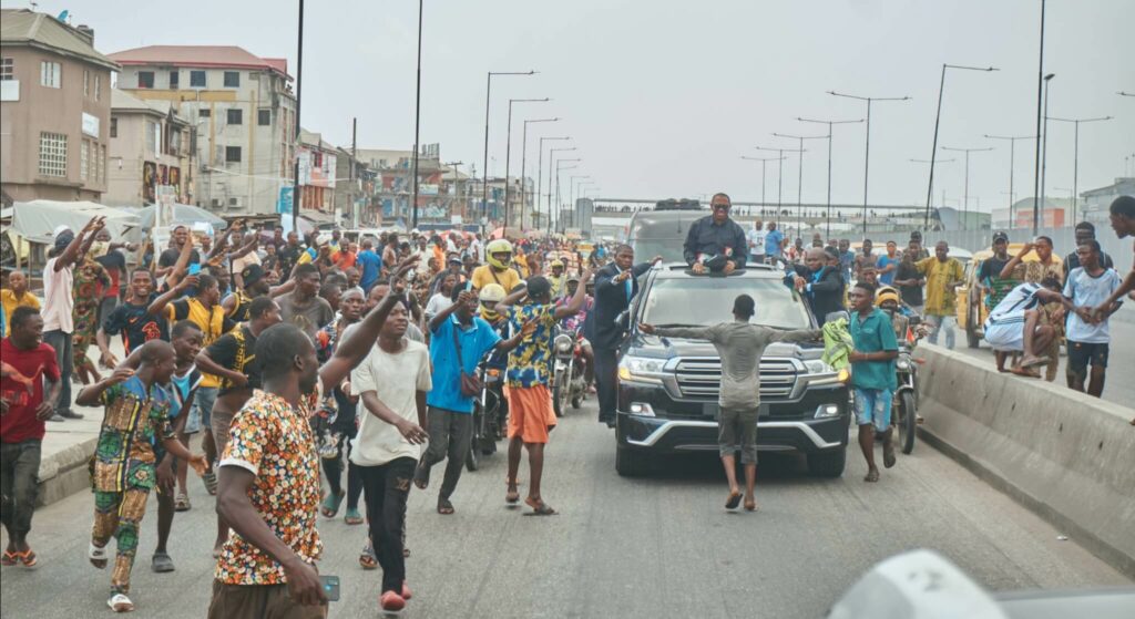 Yusuf Alami at Peter Obi Lagos Rally | Cubana Chief Priest To Sponsor Education Of Teenager At Obi Rally Who Dropped Out Of School To ‘Push Truck’ | The Paradise