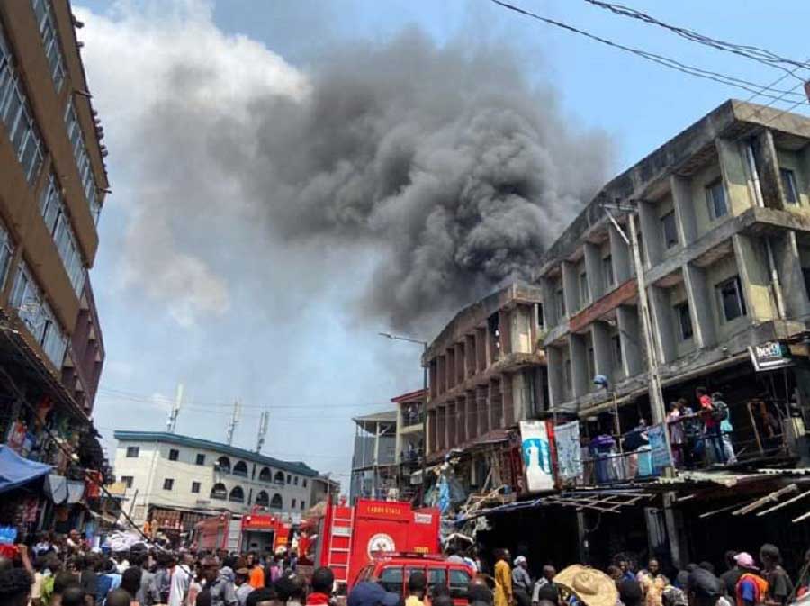 Lagos Fire Service Saves Three-Storey Building From Inferno As Goods Worth Millions Of Naira Destroyed