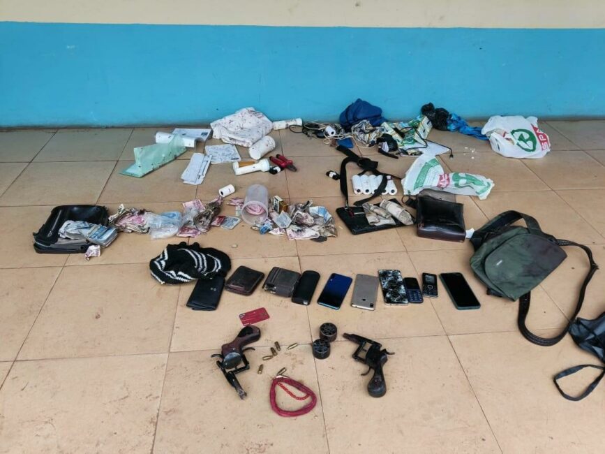 Retrieved items from the deceased suspected criminals