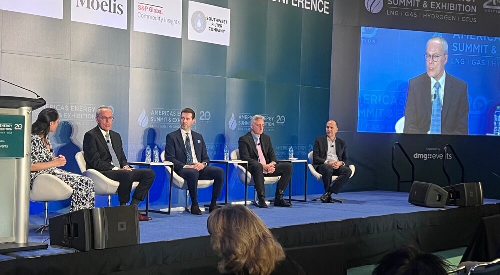 L-R: The Head of Energy Policy Department, Federal Ministry for Economic Affairs and Climate Action, Germany, Stefan Rolle and the Head of Trading & Optimizing, Gasum, Jouni Liimatta Speaking During A Panel Session At The 2024 Americas Energy Summit