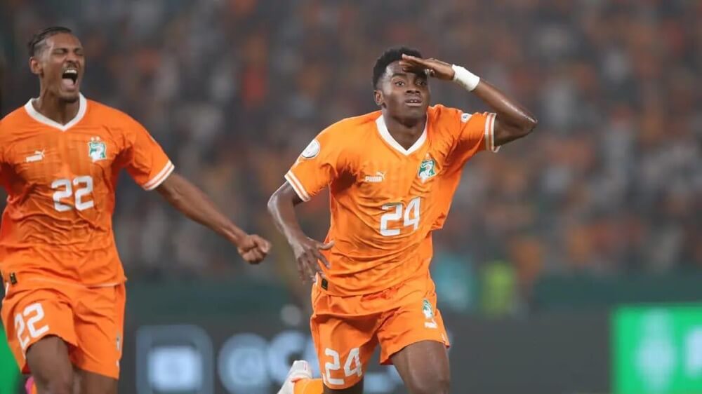 Simon Adingra Celebrates His Goal For Ivory Coast
