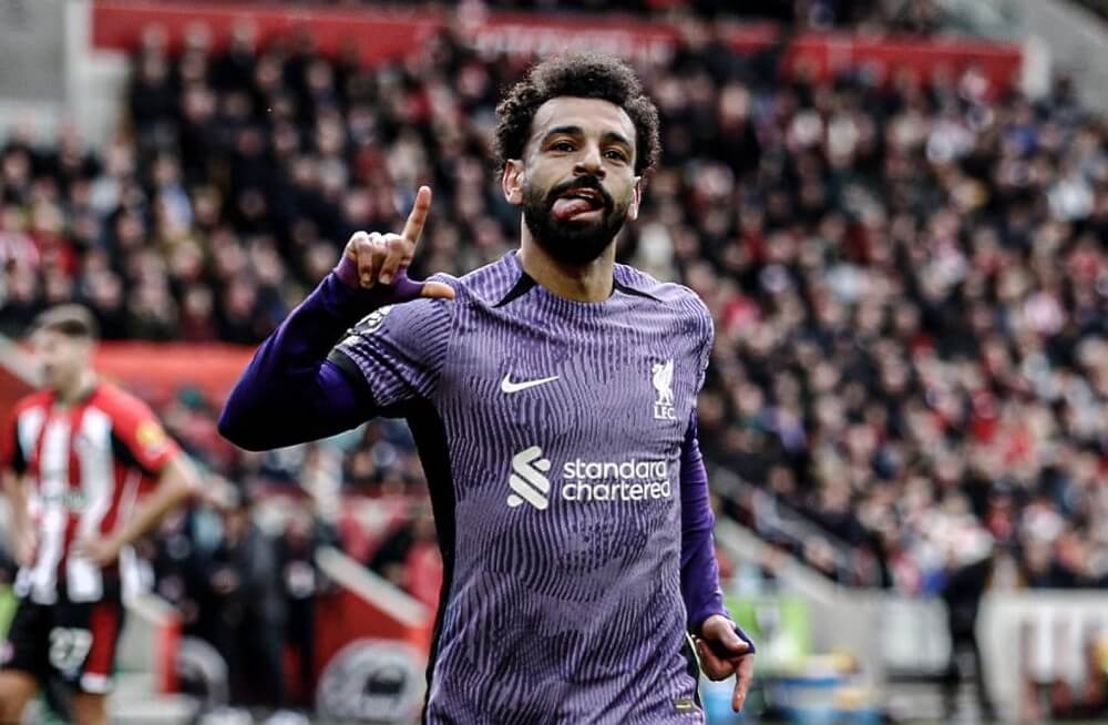 Mohammed Salah Celebrates Against Brentford