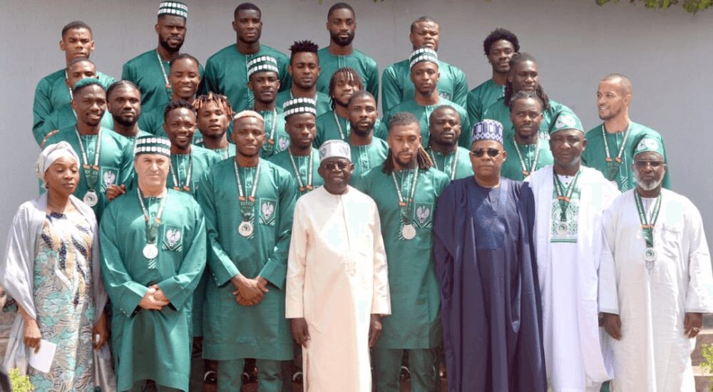 President Bola Tinubu With Members Of The Super Eagles Team