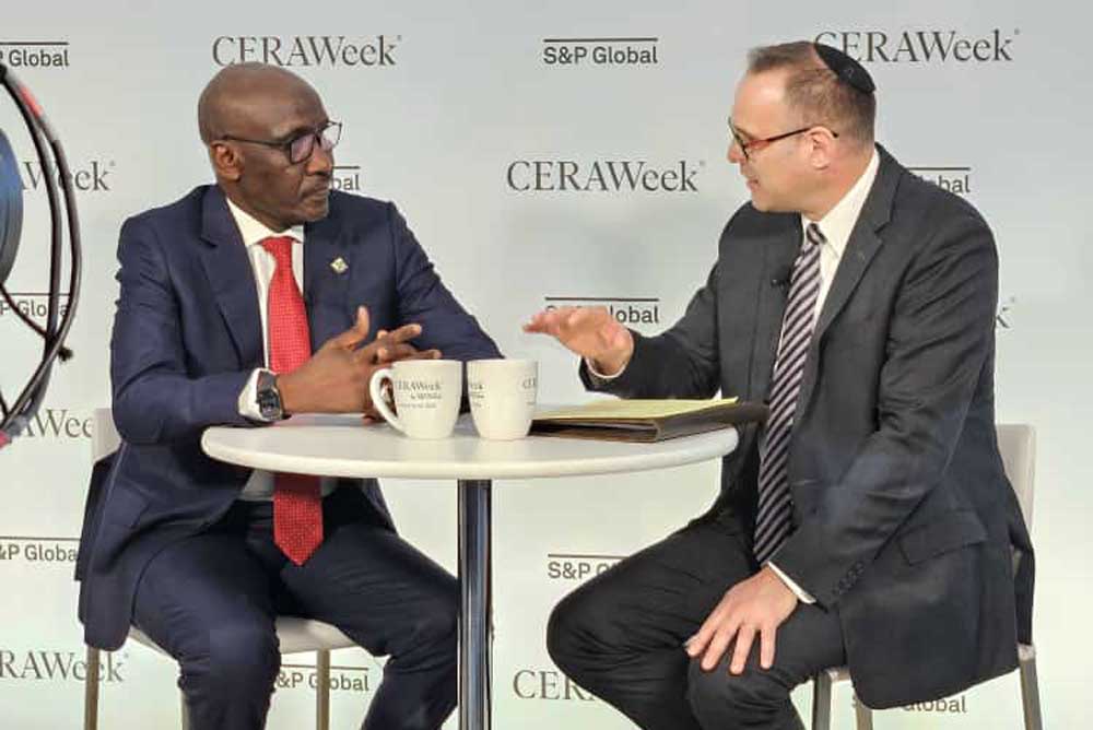 The Group Chief Executive Officer of NNPC Ltd, Mele Kyari and Daniel Berkove of S&P Global at Houston Energy Conference