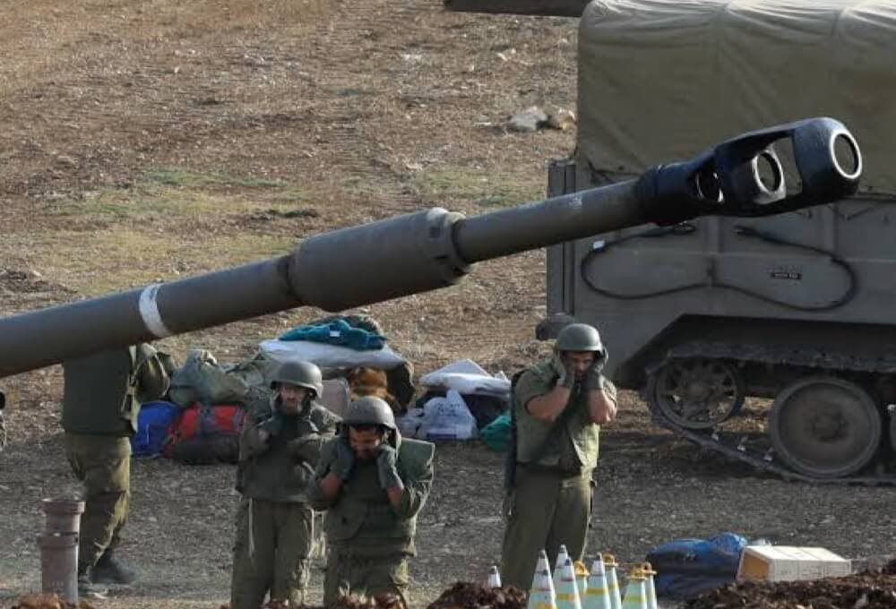 Israeli forces launch artillery fire towards southern Lebanon on October 9, 2023