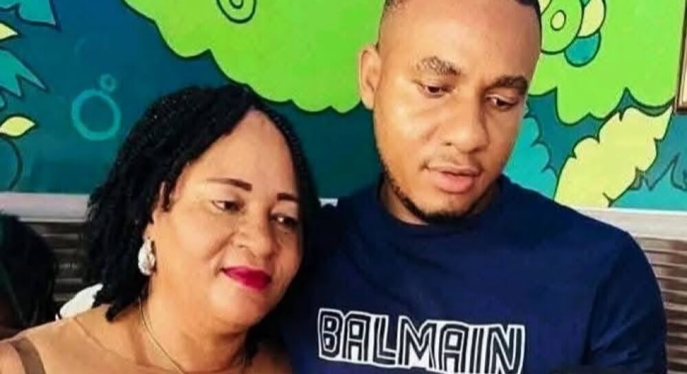 Ifesinachi Onyekere (a.k.a Fish Magnet) and his mother.