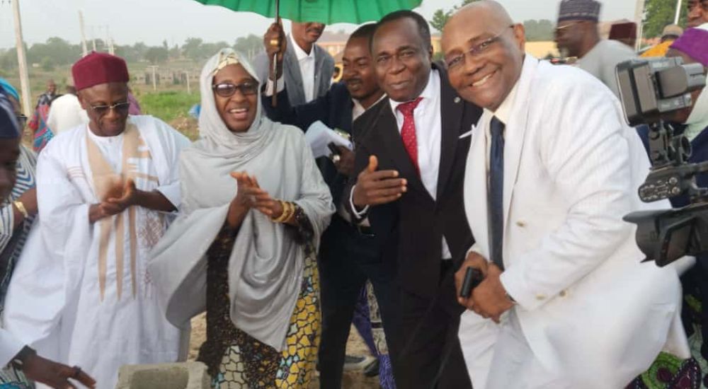 L-R: Malam Mairiga Aliyu Katuka Chairman Securities and Exchange Commission; Prof Saadatu Hassan Liman Vice Chancellor Nasarawa State University Keffi, Prof Uche Uwaleke Director NSUK Institute of Capital Market Studies, and Sir Sterling Ellis, pioneer Post Graduate Student of the Institute during the foundation laying ceremony of the Institute’s permanent building in Keffi, Nasarawa State.