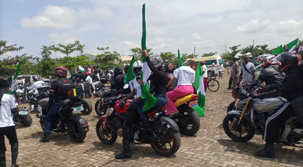 Bikers during Nigeria@65 celebration in Kaduna on Wednesday. Photos: Godwin Isenyo