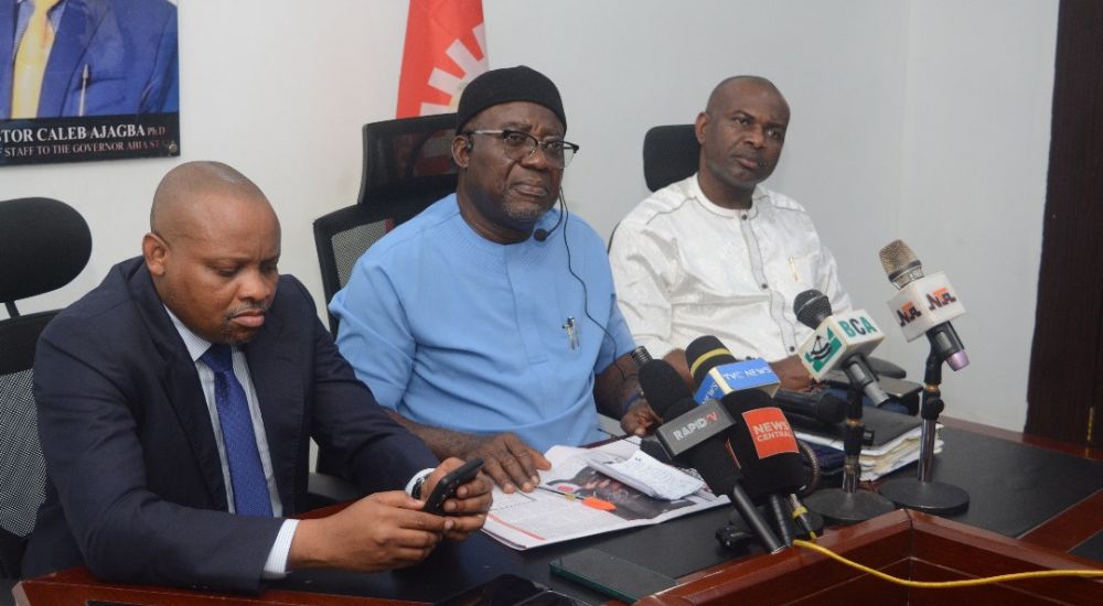 L-R: Commissioner for Justice, Ikechukwu Uwanna, Commissioner for Information, Prince Okey Kanu and S.A to the governor on media and publicity Ferdinand Ekeoma