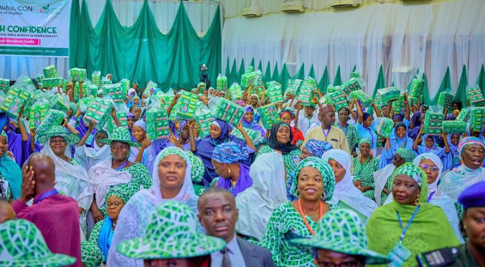 Cross section of guests and beneficiaries at launch the nationwide distribution of the Flow with Confidence Menstrual Hygiene packs in by the First Lady of Nigeria Senator Oluremi Tinubu in Gombe on Thursday 2nd October 2025