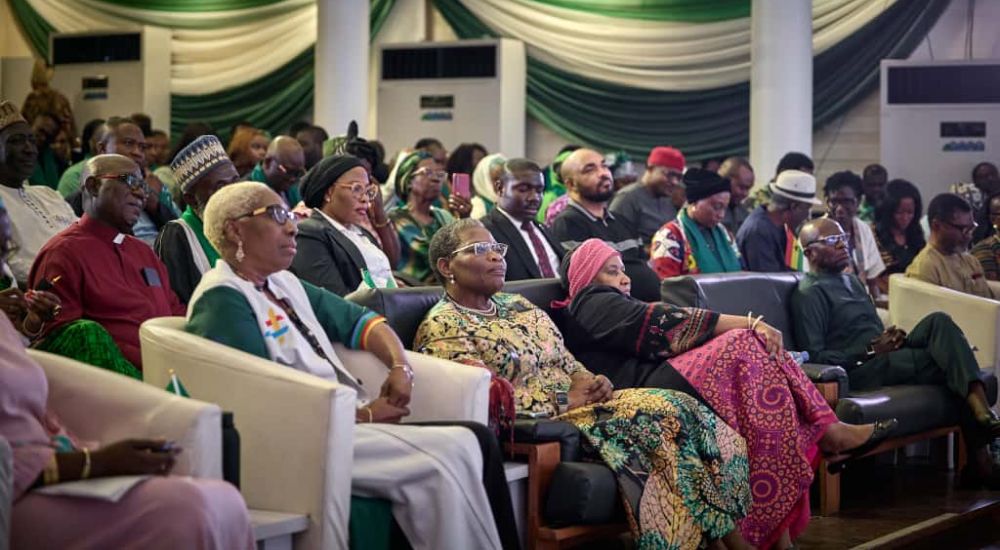 L-R (Front Row): Dr Alero Ayida-Otobo, CEO SPPG, Dr Oby Ezekwesili, Founder SPPG, Dr Phumzile Mlambo-Ngcuka, Former Deputy President of South Africa and Pastor Chinedu Ezekwesili at the  2025 Graduation Ceremonyof the School of Politics, Policy, and Governance in Abuja on Saturday, October 4, 2025.