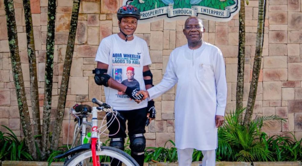 Governor Otti and the Abia-born Bicycle Rider From Lagos (Mr Chisom Wisdom)