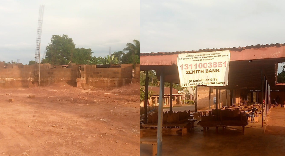 Fund Raising: Enugu Catholic Church Displays Account Details On Banners